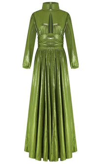 Rule Green Metallic Sequin Satin Ruched ...